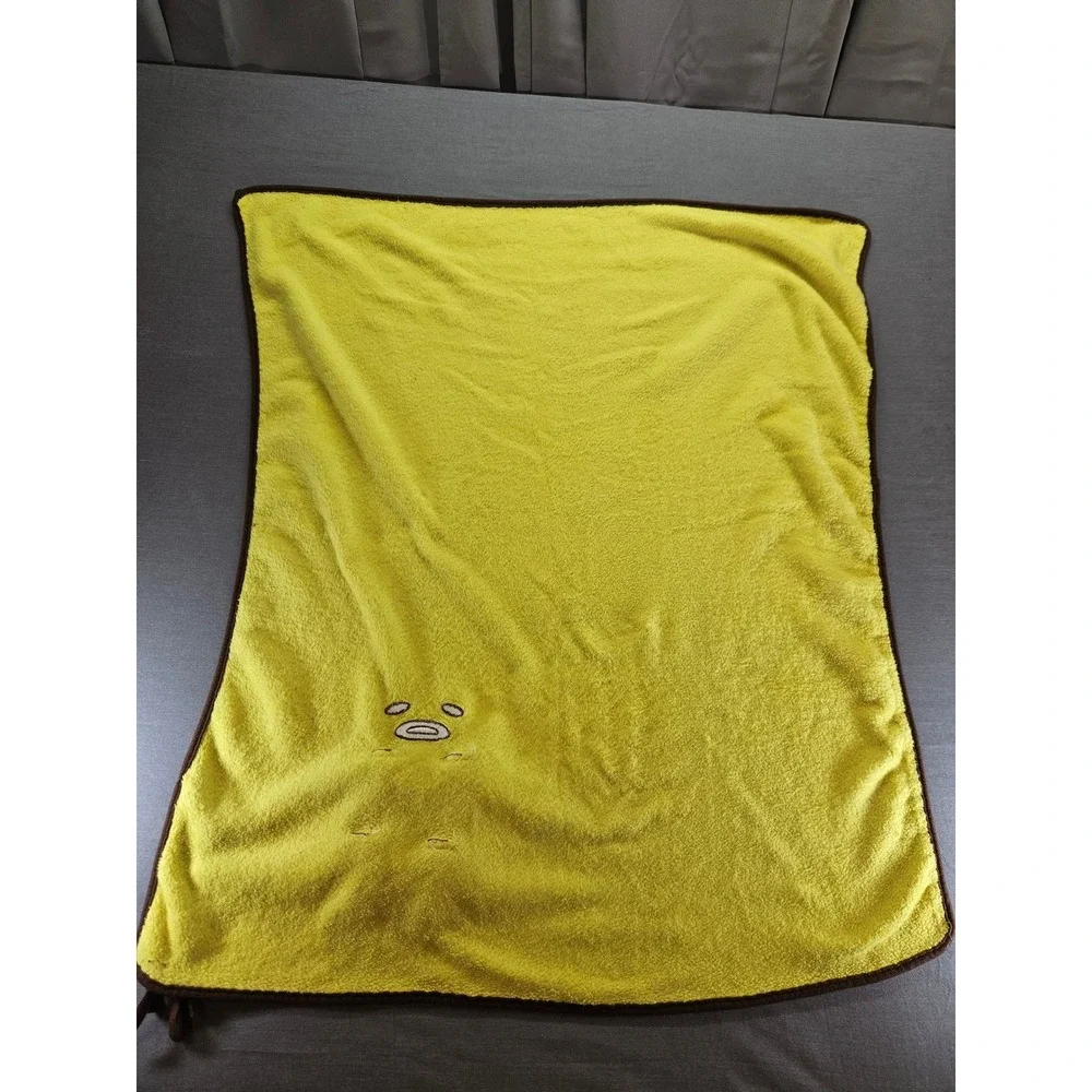 Sanrio Gudetama The Lazy Egg Yellow Plush Fleece Throw Blanket with 3D Character
